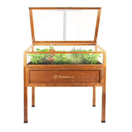 mini szklarnia brązowa drewniana Vintage