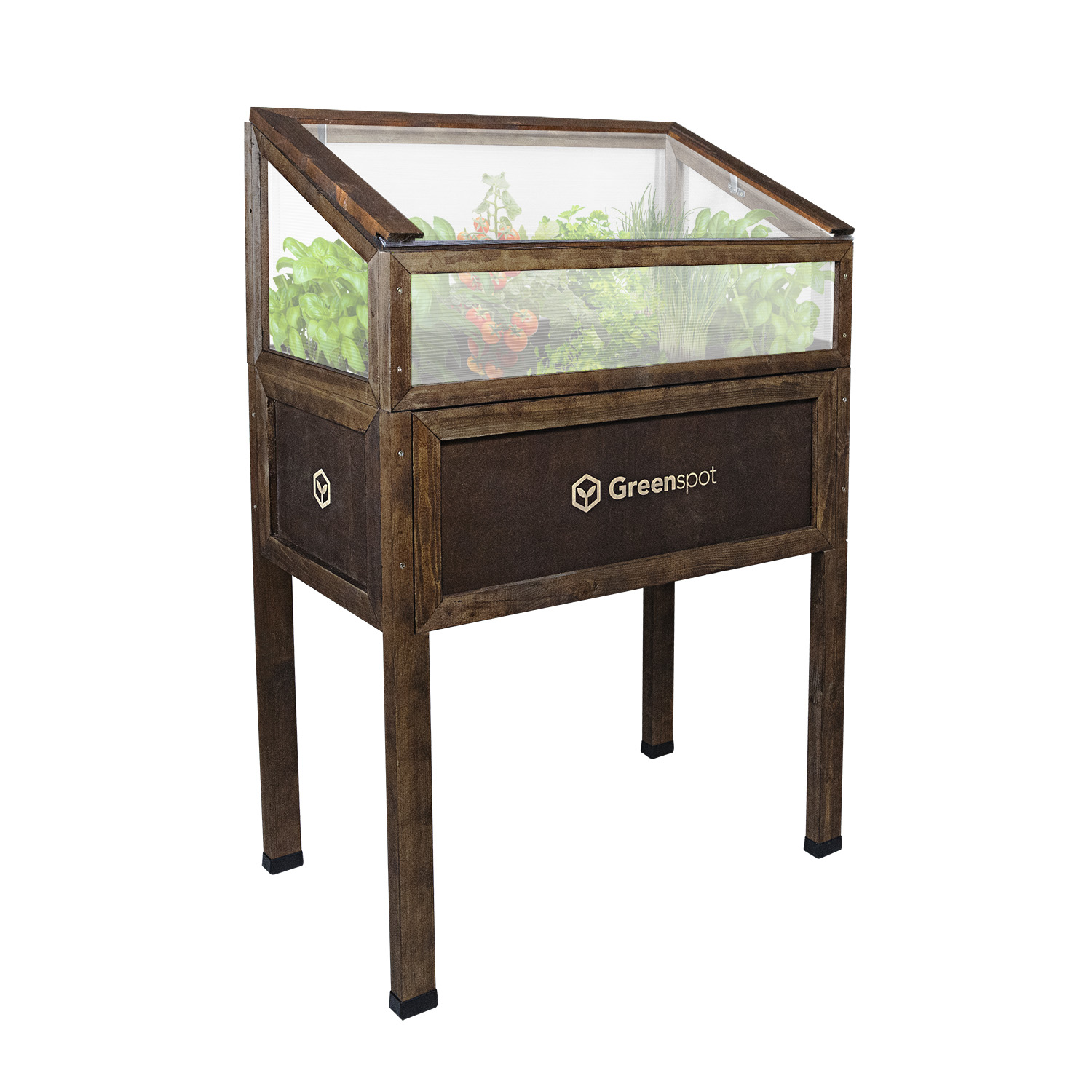 mala szklarnia ciemny palisander bok zamnikieta z warzywami mini szklarnia